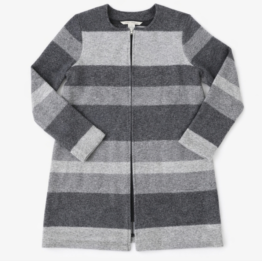 Max Studio wool blend open front striped coatigan winter fall jacket size XL